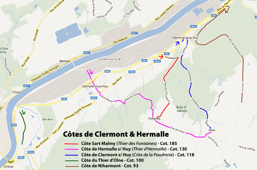 tracé des 4 côtes de Hermalle et Clermont